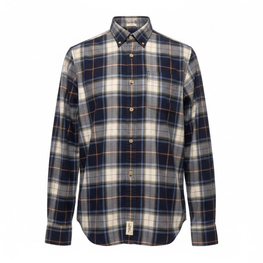 Abercrombie & Fitch Muscle Fit Plaid Button Down Mens L Blue Gray Flannel Shirt